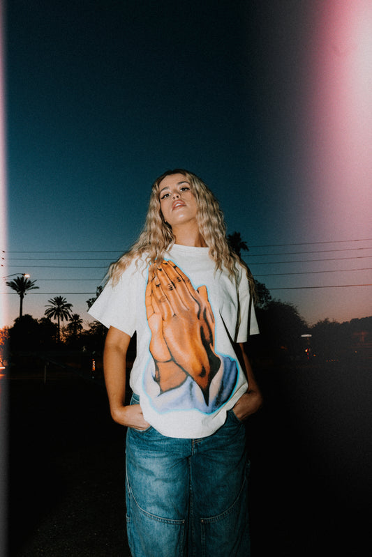 Prayer Hands Oversized Tee - Nude image 1