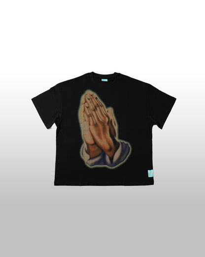 Prayer Hands Oversized Tee - Black