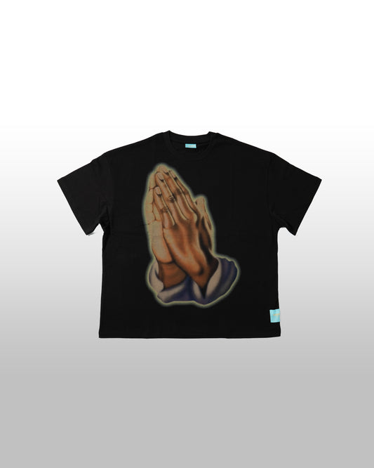 Prayer Hands Oversized Tee - Black